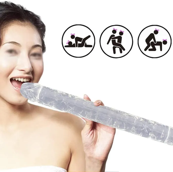 Lusty Age Dildos | Double Ended Realistic Flexible Clear Jelly Long Dildo