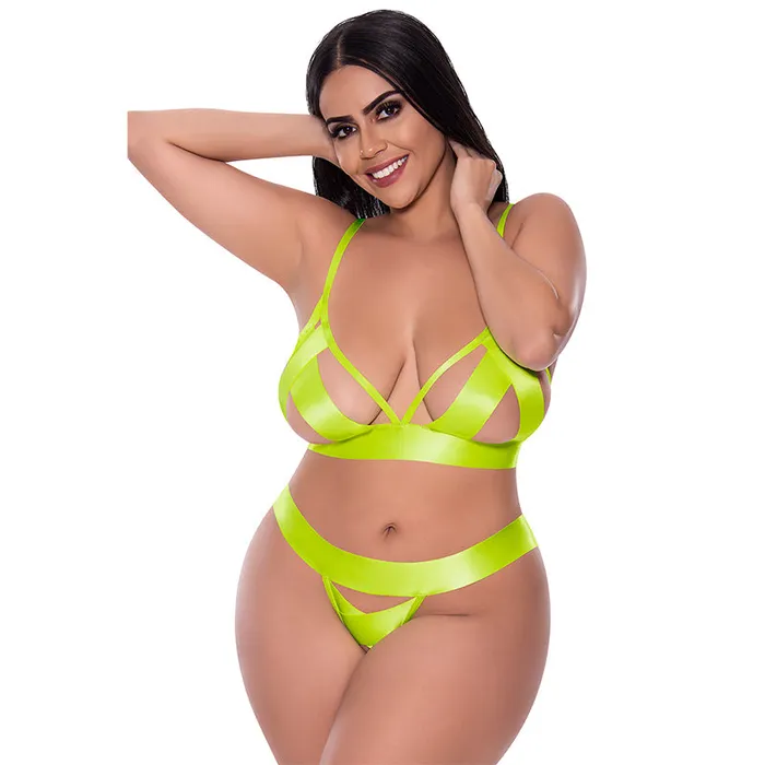 Magic Moments Int'l Strap-tease Bra & Crotchless Panty | Female Sex Toys