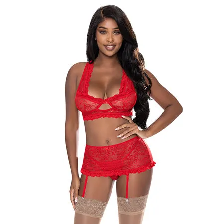 Magic Silk Ooh La Lace Bralette Garter Skirt GString Set Red SM Magic Silk Anal Magic Silk Ooh La Lace Bralette Garter Skirt GString Set Red SM Magic Silk Anal