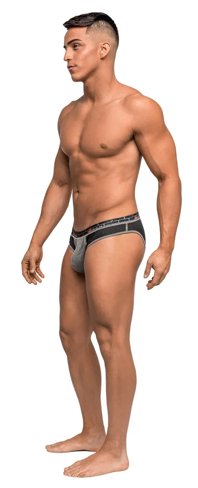 Male Power Reversible Bikini Small Gray Black Anal