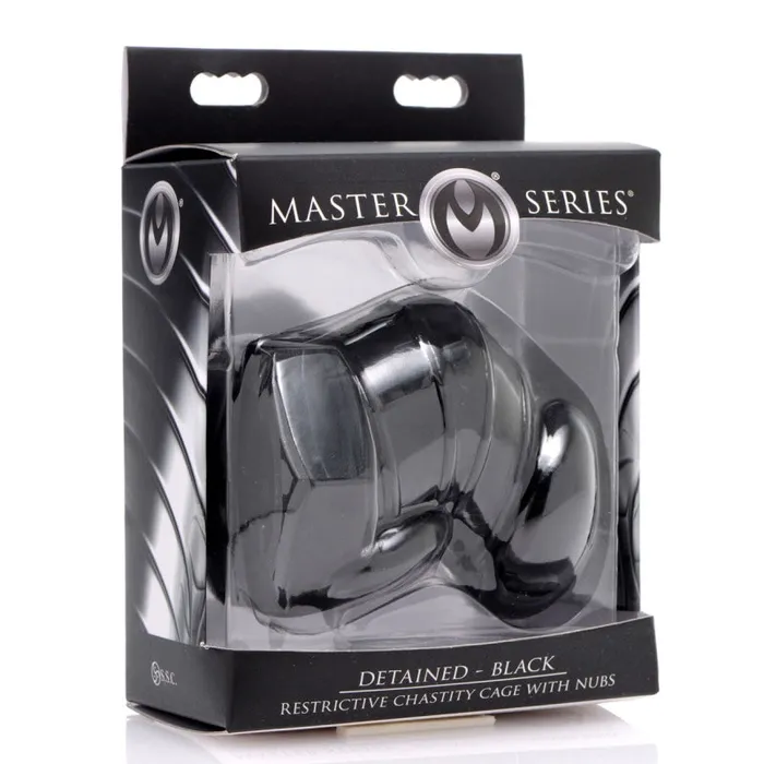 Male Sex Toys XR Brands Master Series Master Series Detained Black Restrictive Chastity Cage Male Sex Toys XR Brands Master Series Master Series Detained Black Restrictive Chastity Cage
