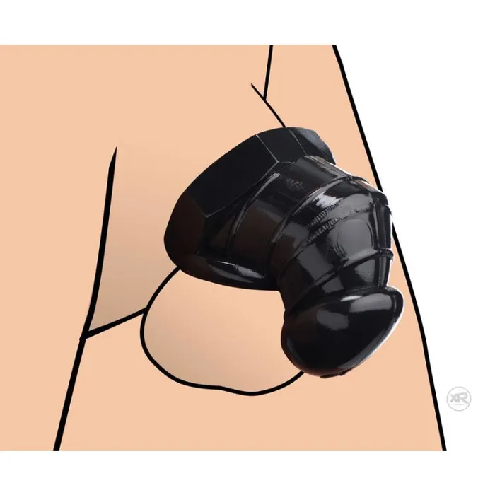 Male Sex Toys | XR Brands Master Series Master Series Detained - Black Restrictive Chastity Cage