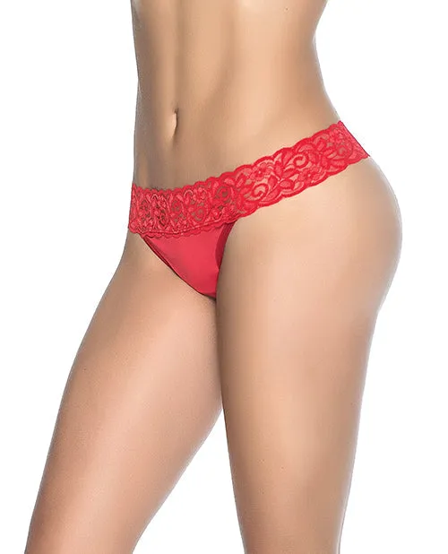 Mapale Vibrators Lace Trim Thong Red