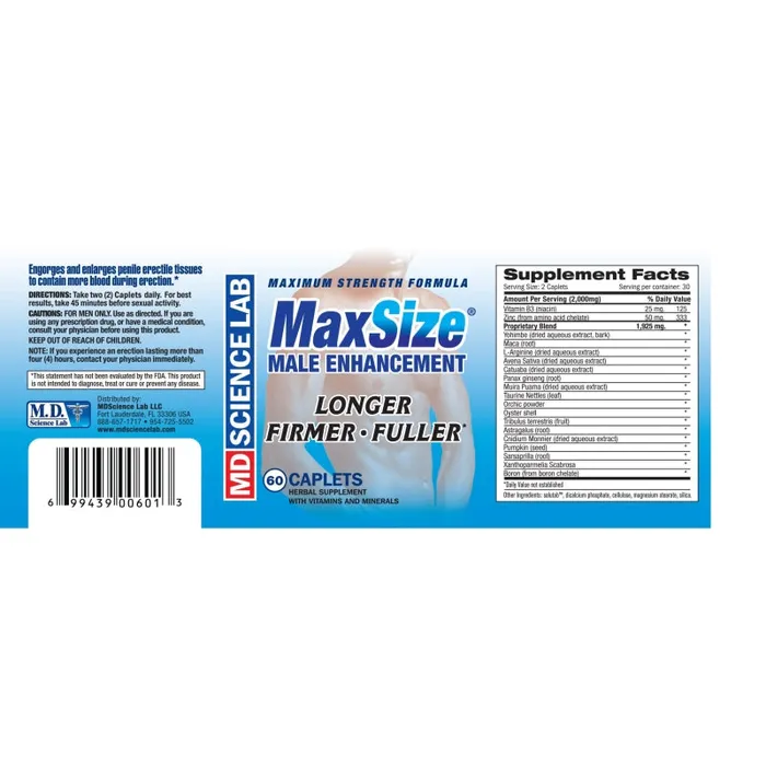 Max Size - 60 Count Bottle | M.D. Science Lab Male Sex Toys Max Size - 60 Count Bottle | M.D. Science Lab Male Sex Toys