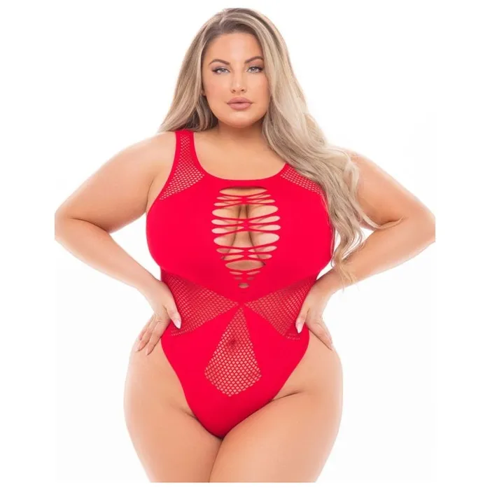Pink Lipstick Vibrators Duchess High Neck Bodysuit Red