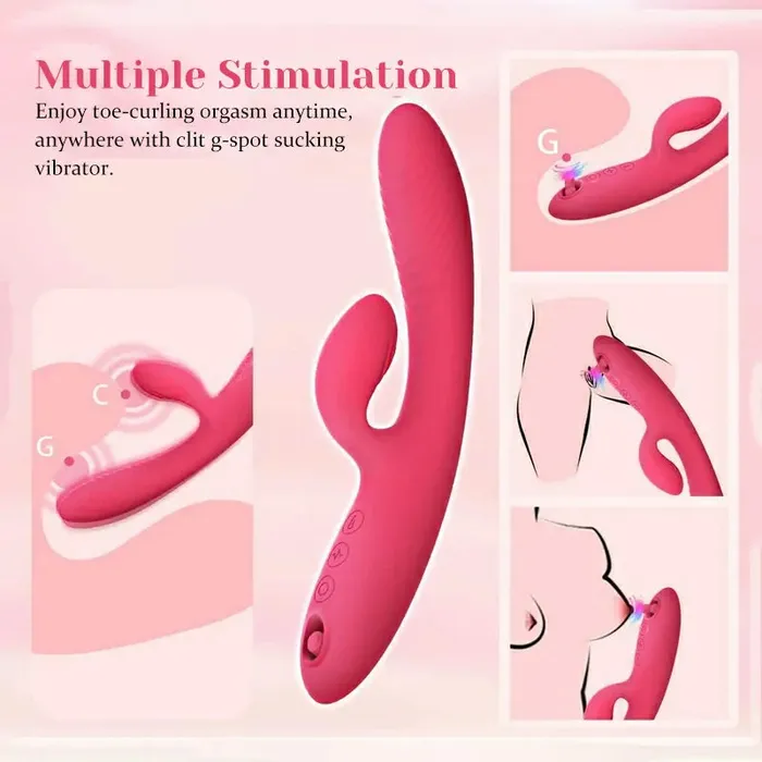 Rechargeable Silicone Clit Vibrator with 10 Vibration and 5 Sucking Modes | Lovetoyshub Female Sex Toys