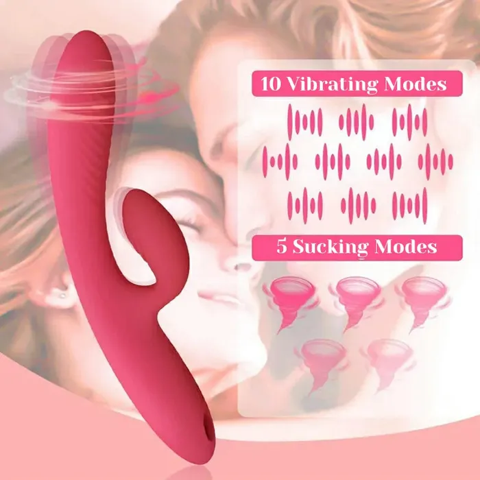 Rechargeable Silicone Clit Vibrator with 10 Vibration and 5 Sucking Modes | Lovetoyshub Female Sex Toys