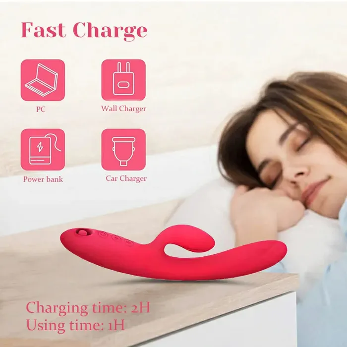 Rechargeable Silicone Clit Vibrator with 10 Vibration and 5 Sucking Modes | Lovetoyshub Female Sex Toys