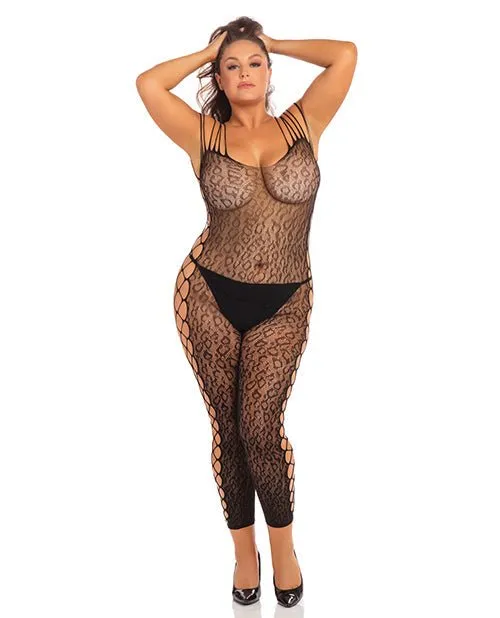 Ren Rof Bodystockings Playsuits Animal Crotchless Bodystocking Black