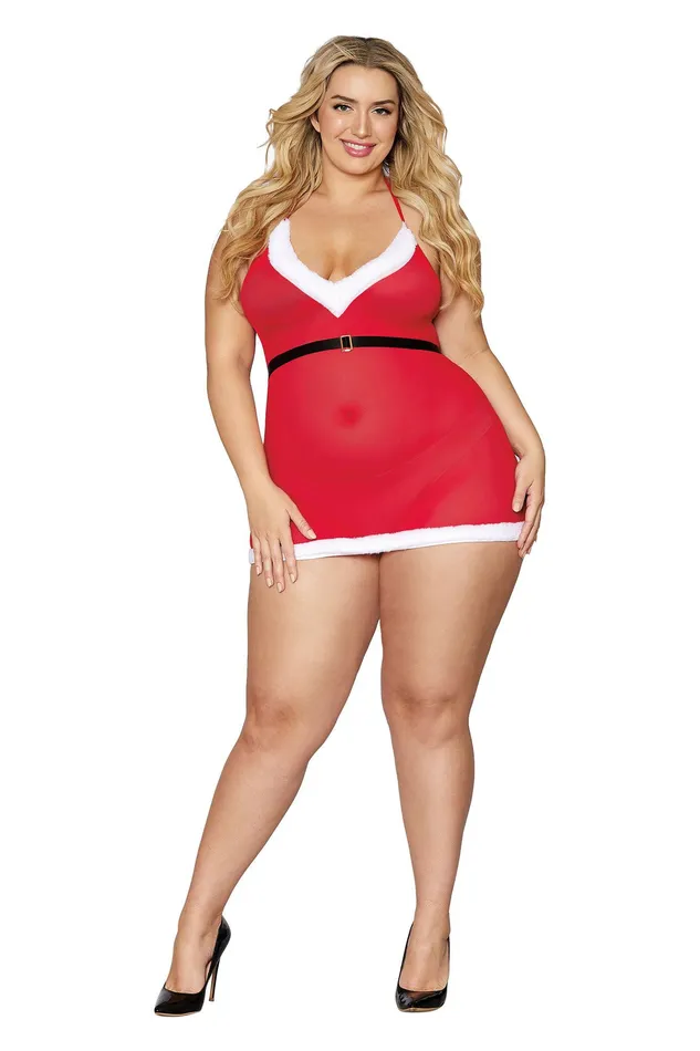 Santa Baby Chemise Queen Size Lipstick Red Dreamgirl Vibrators