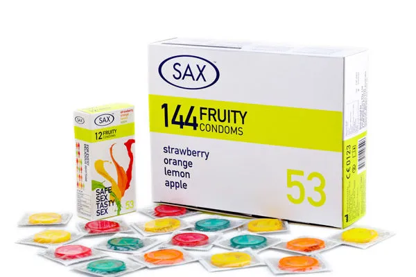 Sax Sax Fruity Apple Lemon Orange Strawberry Flavored Condoms 72 Condoms Vibrators Sax Sax Fruity Apple Lemon Orange Strawberry Flavored Condoms 72 Condoms Vibrators
