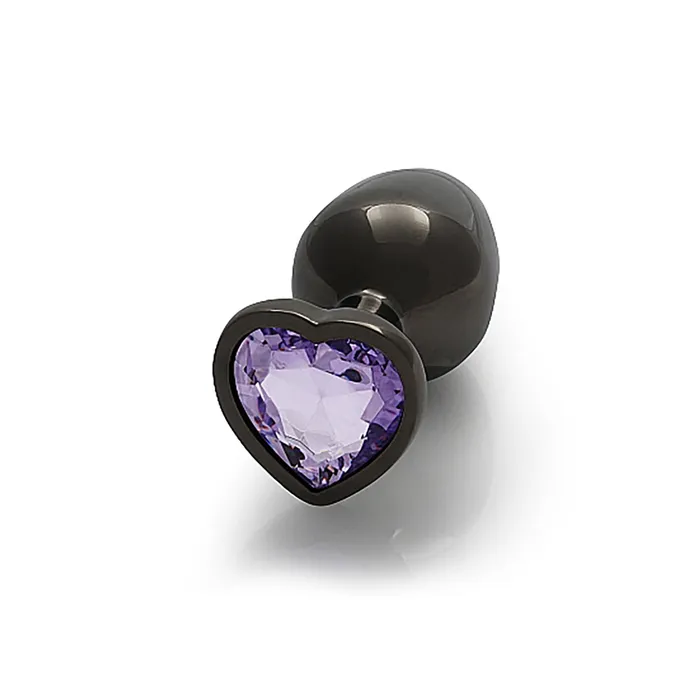 Shots Ouch! Heart Gem Butt Plug Medium - Gunmetal/Amethyst | Shots Anal