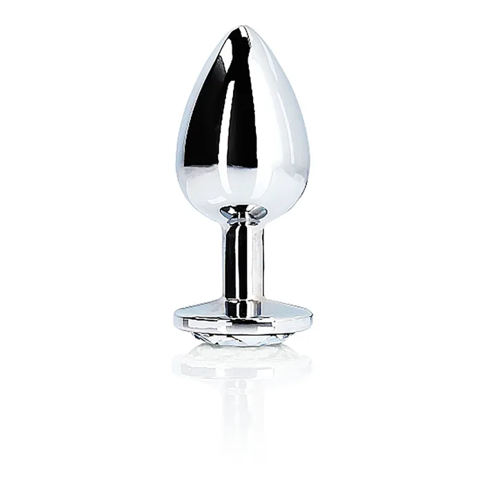 Shots Shots Ouch! Round Gem Butt Plug Medium - Silver/Diamond | Anal