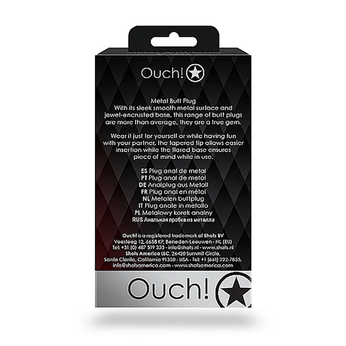 Shots Shots Ouch! Round Gem Butt Plug Medium - Silver/Diamond | Anal