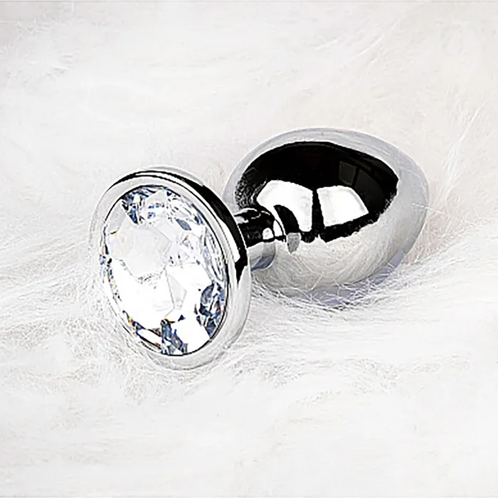 Shots Shots Ouch! Round Gem Butt Plug Medium - Silver/Diamond | Anal