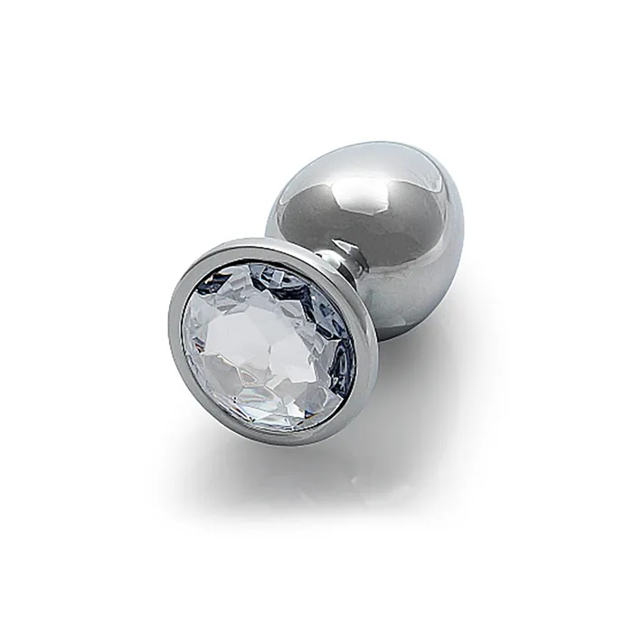 Shots Shots Ouch! Round Gem Butt Plug Medium - Silver/Diamond | Anal