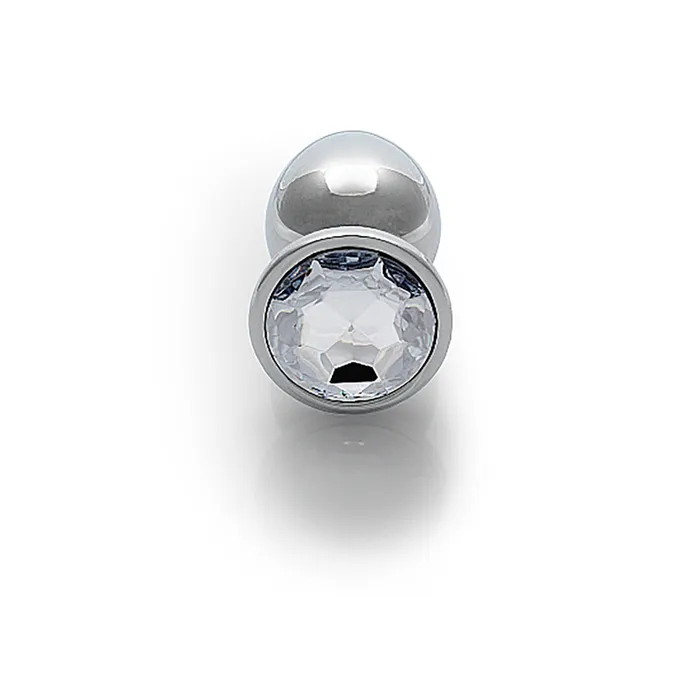 Shots Shots Ouch! Round Gem Butt Plug Medium - Silver/Diamond | Anal