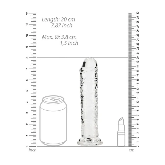 Shots Toys REALROCK 20 cm Straight Dildo - Clear-(rea152tra) | Dildos Shots Toys REALROCK 20 cm Straight Dildo - Clear-(rea152tra) | Dildos