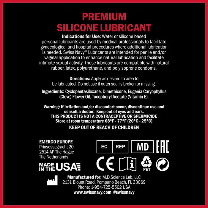 Swiss Navy Anal | Swiss Navy Premium Anal Lubricant - Premium Silicone Anal Lubricant 473 ml (16 oz) Bottle