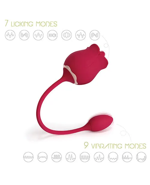 Uc Global Trade INChoney Play B Vibrators | Fiona Clit Licking Rose & Vibrating Egg - Red