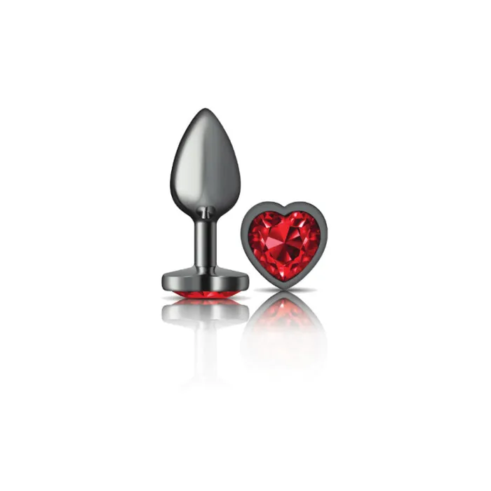 Viben Anal | Cheeky Charms - Gunmetal Metal Butt Plug - Heart - Dark Red - Small Viben Anal | Cheeky Charms - Gunmetal Metal Butt Plug - Heart - Dark Red - Small