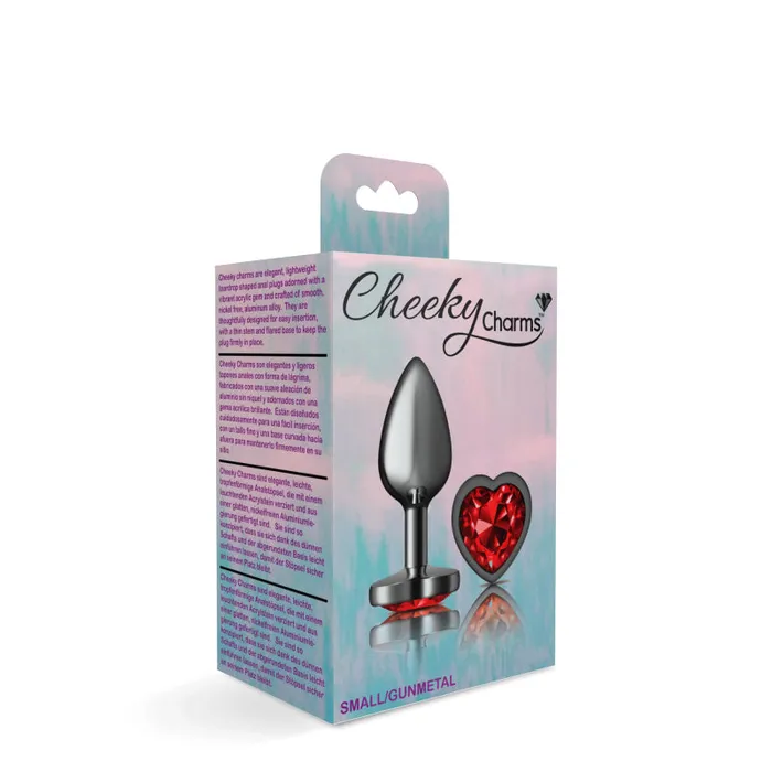 Viben Anal | Cheeky Charms - Gunmetal Metal Butt Plug - Heart - Dark Red - Small Viben Anal | Cheeky Charms - Gunmetal Metal Butt Plug - Heart - Dark Red - Small