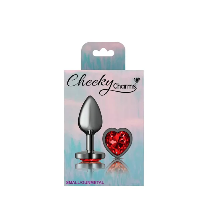 Viben Anal | Cheeky Charms - Gunmetal Metal Butt Plug - Heart - Dark Red - Small Viben Anal | Cheeky Charms - Gunmetal Metal Butt Plug - Heart - Dark Red - Small