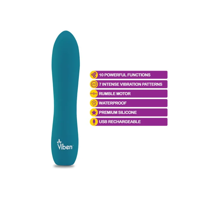 Viben Toys Female Sex Toys | Vivacious - Intense 10-Fuction Bullet - Ocean Viben Toys Female Sex Toys | Vivacious - Intense 10-Fuction Bullet - Ocean