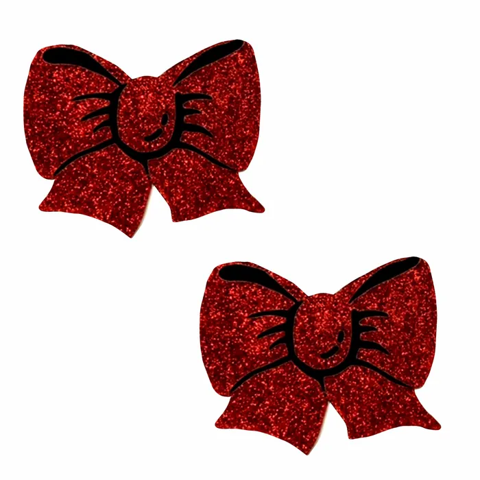 Vibrators Neva Nude Ravish Me Red Glitter Bow Nipple Cover Pasties
