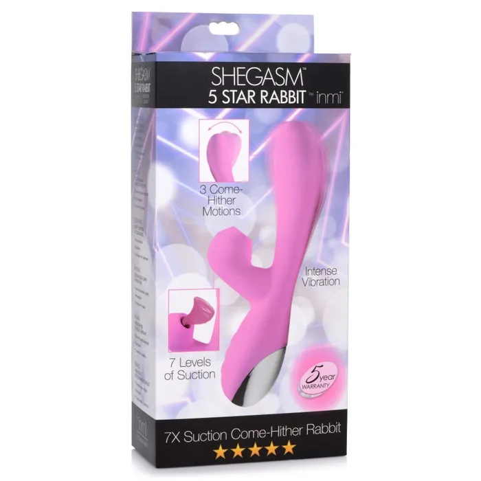 Vibrators | Shegasm 5 Star 7x Suction Come- Hither Silicone Rabbit - Pink - Xr Brands Inmi Vibrators | Shegasm 5 Star 7x Suction Come- Hither Silicone Rabbit - Pink - Xr Brands Inmi