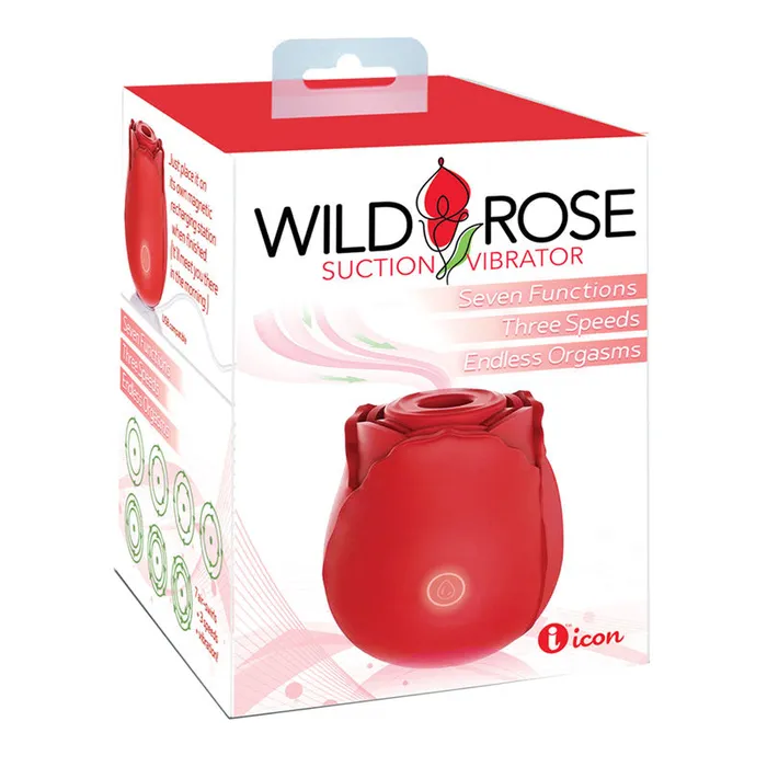 Wild Rose Suction Vibrator Red USB Rechargeable Air Pulse Stimulator Icon Brands Vibrators
