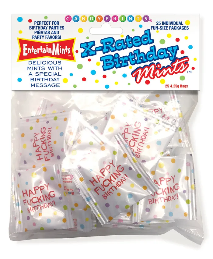 XRated Birthday Mints 25 Individual Happy Fucking Birthday Fun Size Packages Candyprints Male Sex Toys XRated Birthday Mints 25 Individual Happy Fucking Birthday Fun Size Packages Candyprints Male Sex Toys