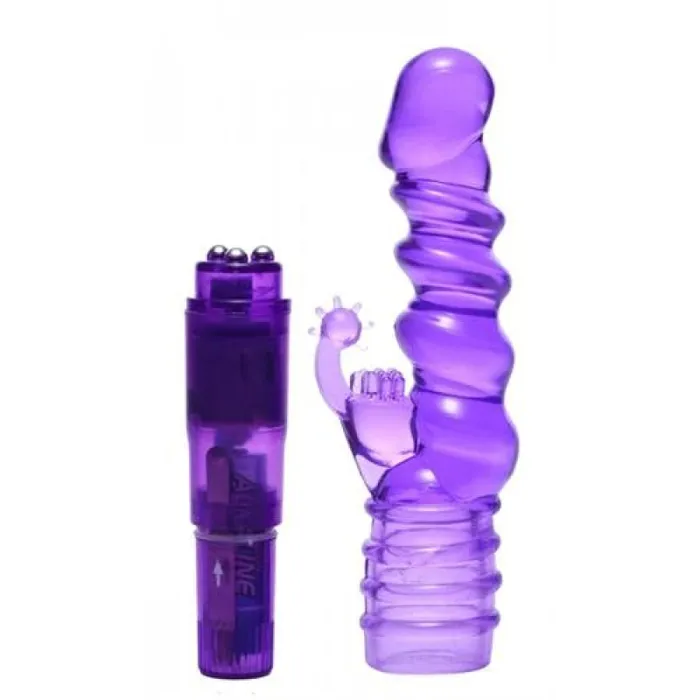 XR Brands Trinity Vibes Vibrators Royal Rocket Ribbed Rabbit Vive Purple