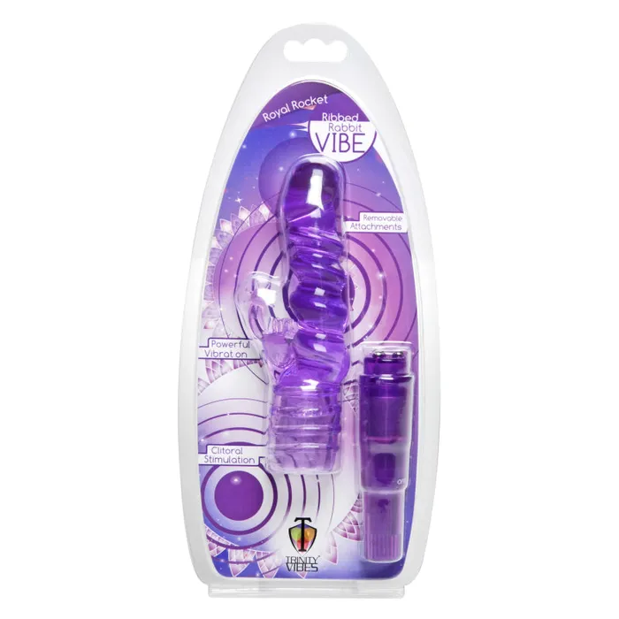 XR Brands Trinity Vibes Vibrators | Royal Rocket Ribbed Rabbit Vive - Purple XR Brands Trinity Vibes Vibrators | Royal Rocket Ribbed Rabbit Vive - Purple