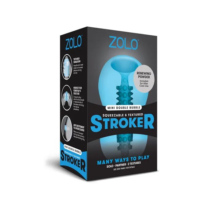 Zolo Male Sex Toys Zolo Mini Double Bubble Stroker Blue Mini Stroker ZO6026 Zolo Male Sex Toys Zolo Mini Double Bubble Stroker Blue Mini Stroker ZO6026