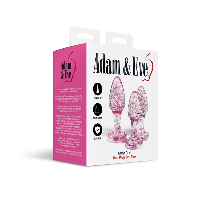 Adam Eve Adam Eve Glitter Gem 3Piece Butt Plug Set Glitter Pink Butt Plugs Set of 3 Sizes Anal Adam Eve Adam Eve Glitter Gem 3Piece Butt Plug Set Glitter Pink Butt Plugs Set of 3 Sizes Anal