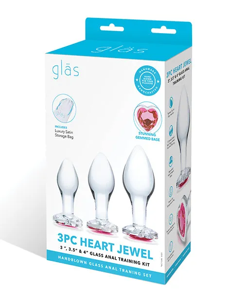 Anal Electric Eel INC Glas 3 pc Heart Jewel Glass Anal Training Kit