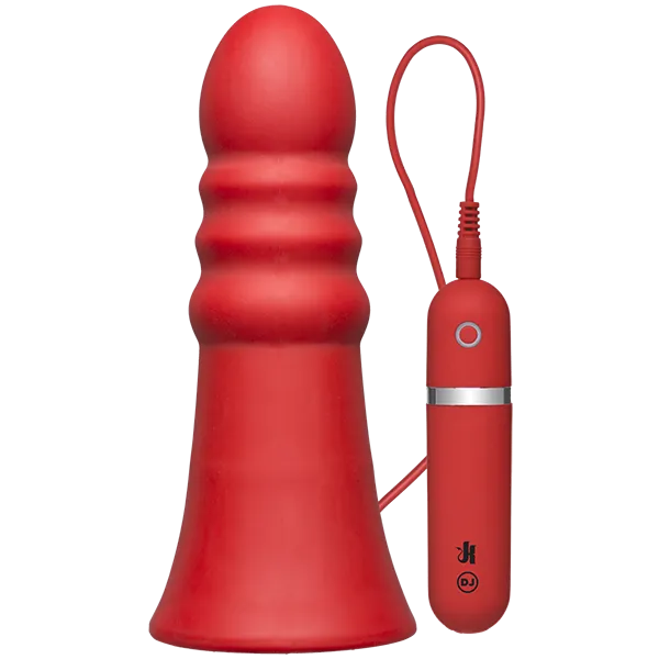 Anal Kink Vibrating Silicone Butt Plug Ridged 8 inch Red Kink