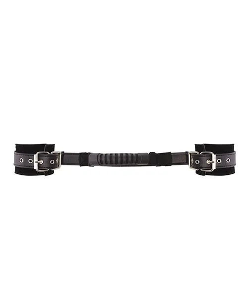 Anal Shots America LLC Shots Ouch Black White Bonded Leather Hand Cuffs wHandle Black