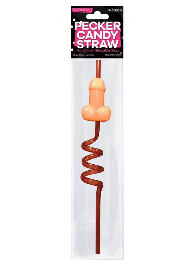 Bachelorette Dildos Candy Pecker Straw Strawberry Flavored Lollipop