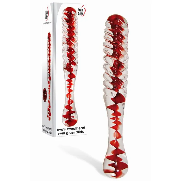 Dildos Adam Eve Adam Eve Sweetheart Swirl Glass Dildo ClearRed 22 cm