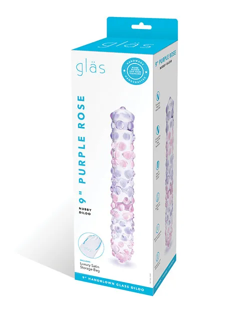Dildos Electric Eel INC Glas 9 Purple Rose Nubby Glass Dildo PurplePink