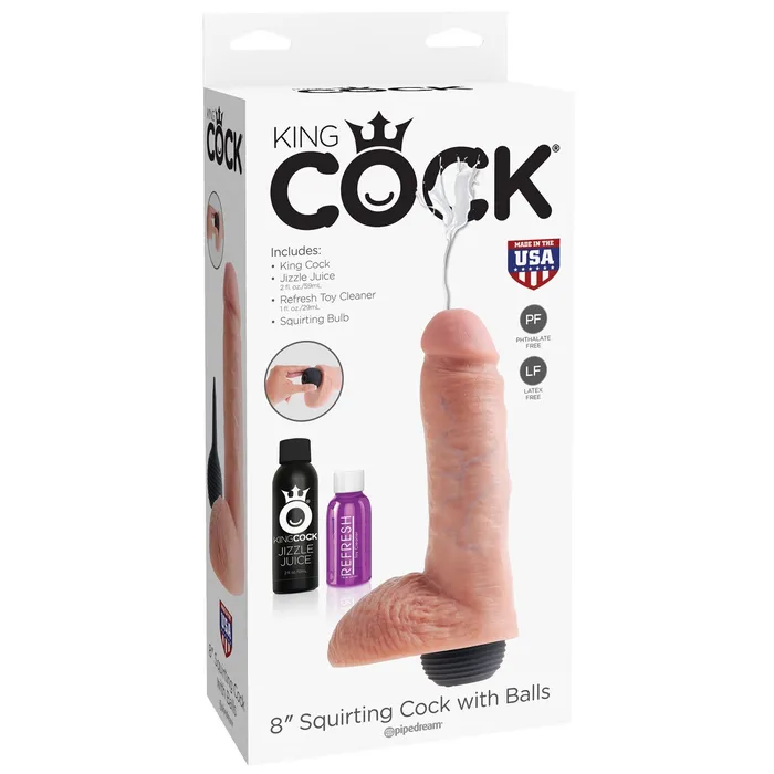 Dildos Pipedream King Cock 8 Inch Squirting Cock With Balls Light