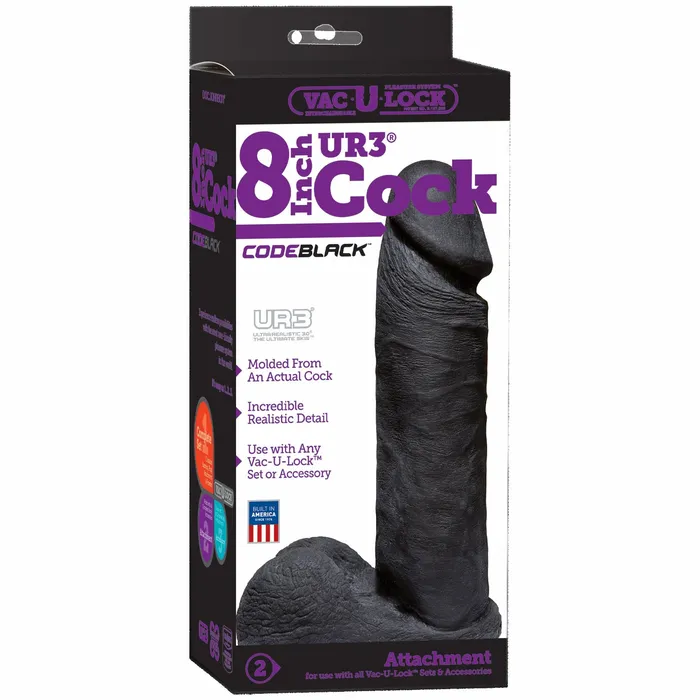 Dildos VacULock VacULock UR3 8 inch Realistic CODEBLACK