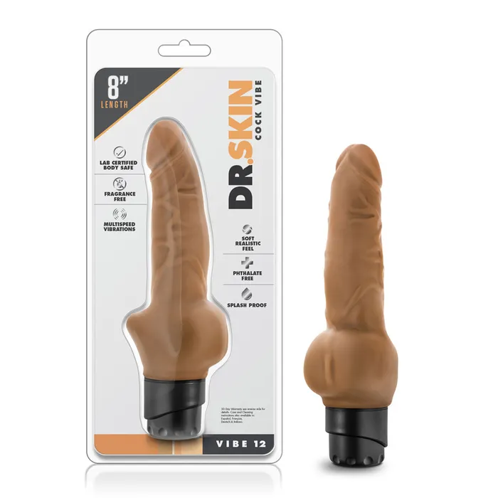 Dr Skin Cock Vibe 12 8 Inch Vibrating Cock Mocha Blush Novelties Dildos