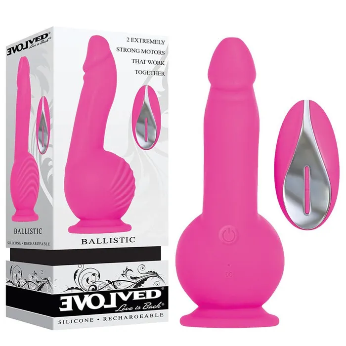 Evolved Dildos Evolved Ballistic Pink 19 cm USB Rechargeable Vibrating Dong with Balls Motor Remote Evolved Dildos Evolved Ballistic Pink 19 cm USB Rechargeable Vibrating Dong with Balls Motor Remote