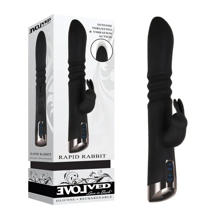 Evolved Rapid Rabbit 254 cm USB Rechargeable Thrusting Rabbit Vibrator Evolved Vibrators Evolved Rapid Rabbit 254 cm USB Rechargeable Thrusting Rabbit Vibrator Evolved Vibrators