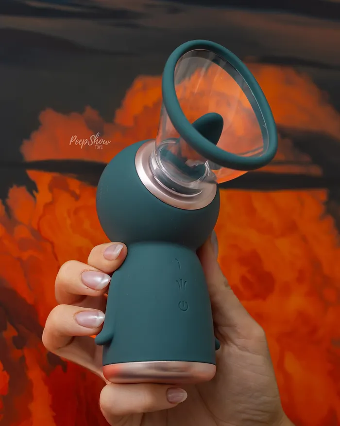 Exquisite Vulva Breast Pump with Vibrating Licking Tongue Shots Female Sex Toys