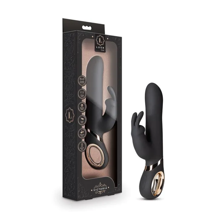 Female Sex Toys Blush Novelties Lush Victoria Black 229 cm 9 USB Rechargeable Rabbit Vibrator
