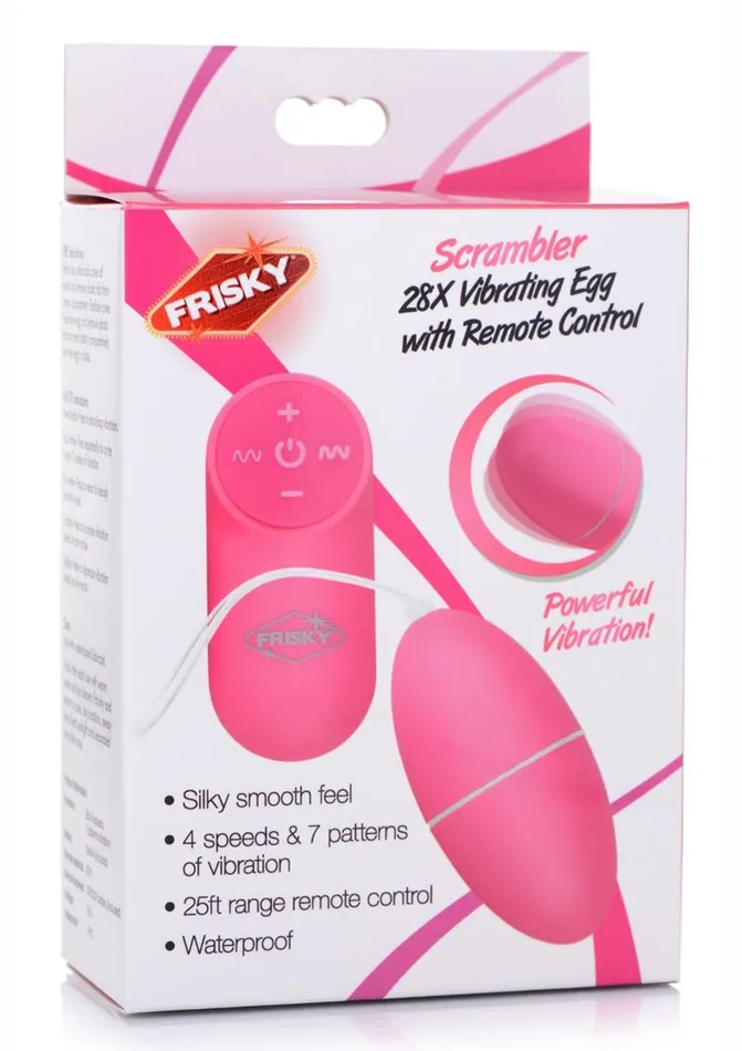 Female Sex Toys Frisky Scrambler 28x Rechargeable Vibrating Egg with Remote Control Frisky